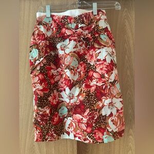 Lola Lu Vintage Floral and Leopard Print Pencil Skirt